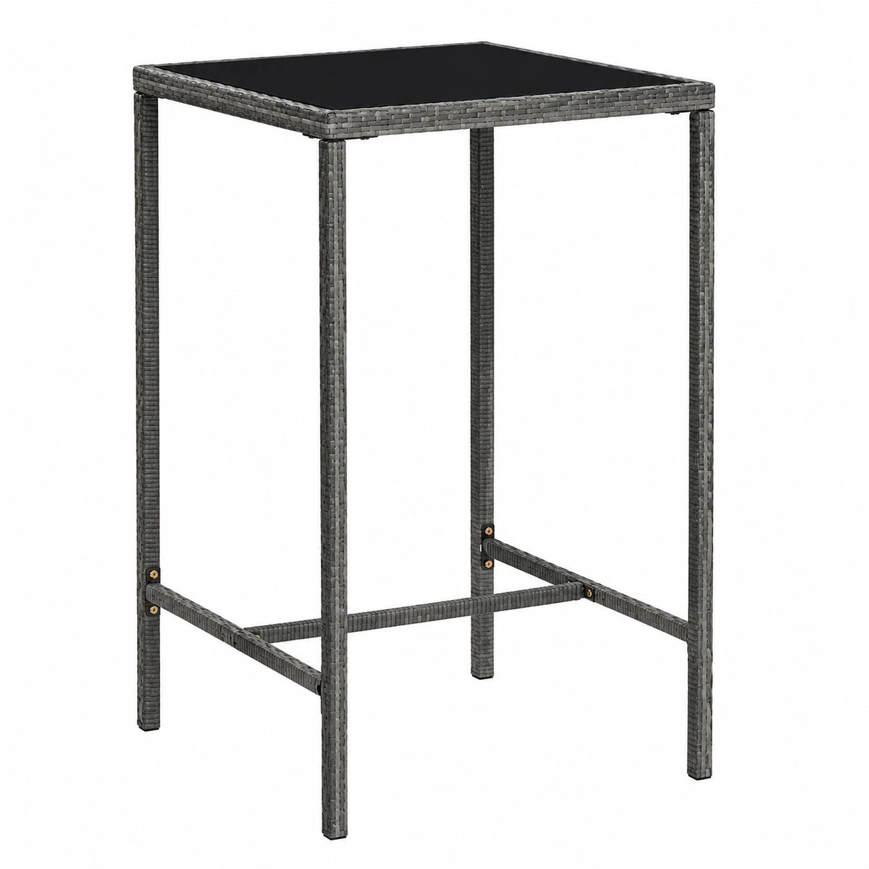 Poly-Rattan Stehtisch für Garten, Balkon oder Terrasse, Grau 70x70x110cm