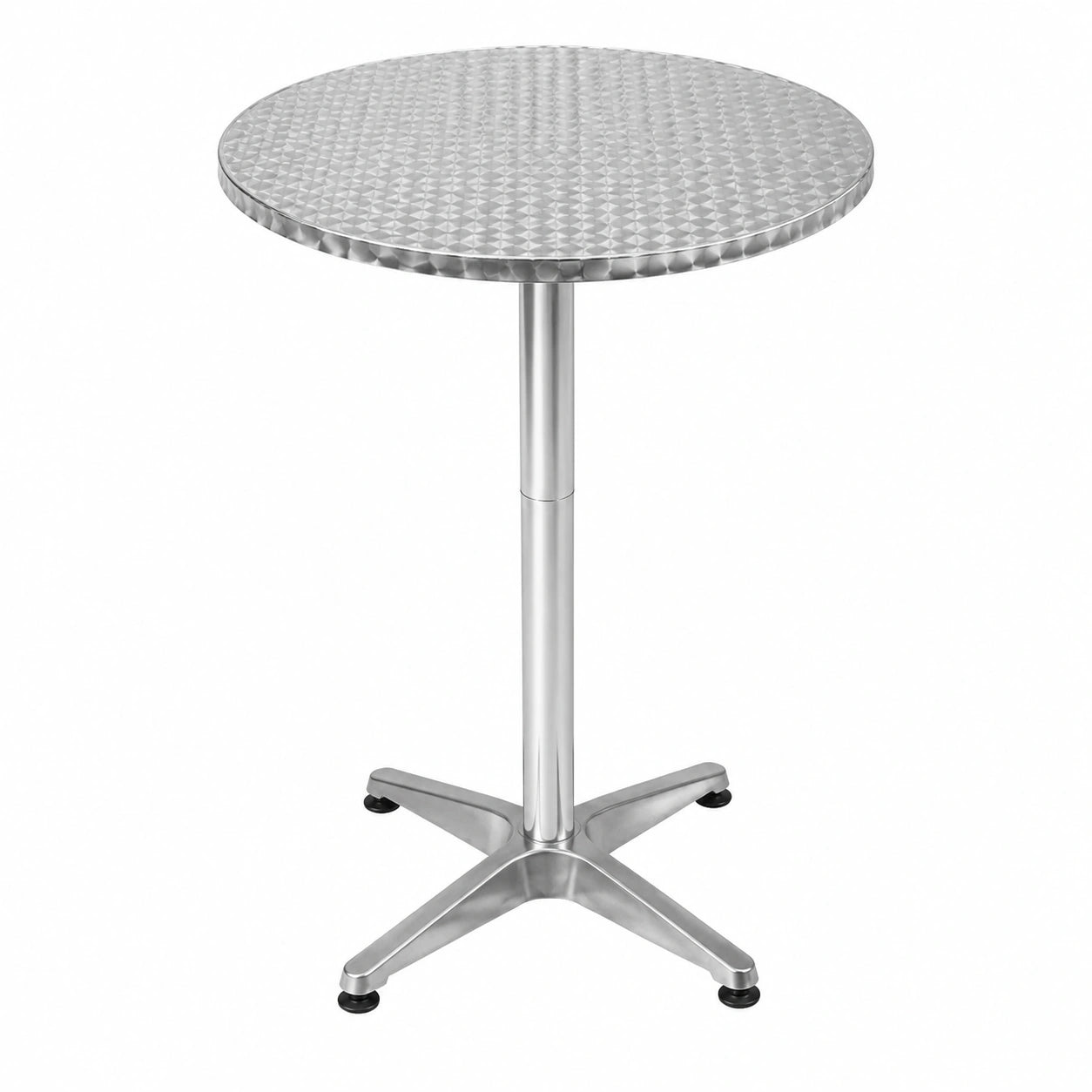 Mojawo Höhenverstellbarer Aluminium Bistrotisch Ø60cm, Klappbarer Terrassentisch in Silber für Balkon und Garten