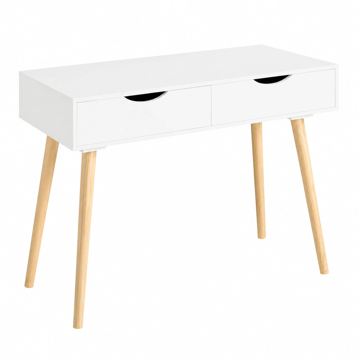 Moderner Schreibtisch mit Schubladen und Stauraum, Weiß/Natur, 90x77x45cm