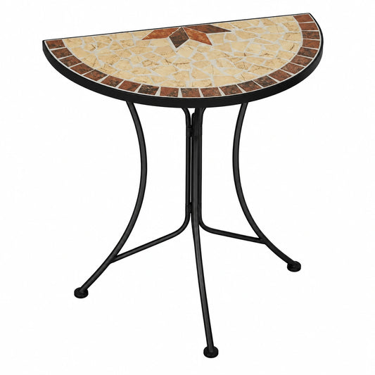 DELUKE Halbrund Balkontisch Tanja – Wetterfester Stahl, Schwarz, 60x30x70cm