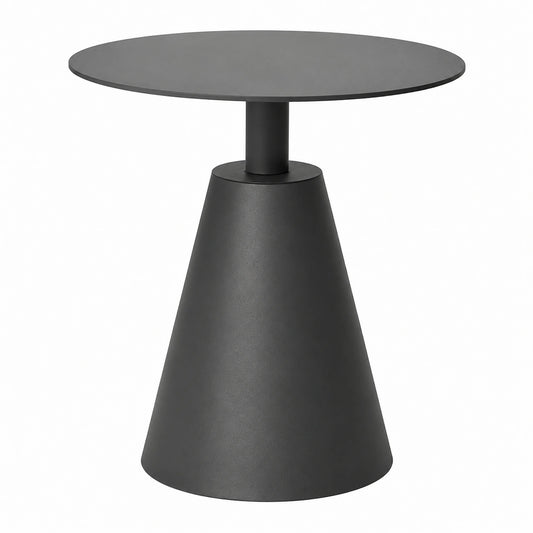Eleganter Runder Metall-Beistelltisch, Kleiner Sofatisch mit Aluminium-Details für Wohn- und Schlafzimmer, Innen- und Außenbereich, Schwarz