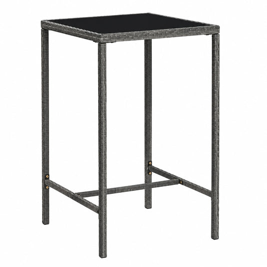 Poly-Rattan Stehtisch für Garten, Balkon oder Terrasse, Grau 70x70x110cm