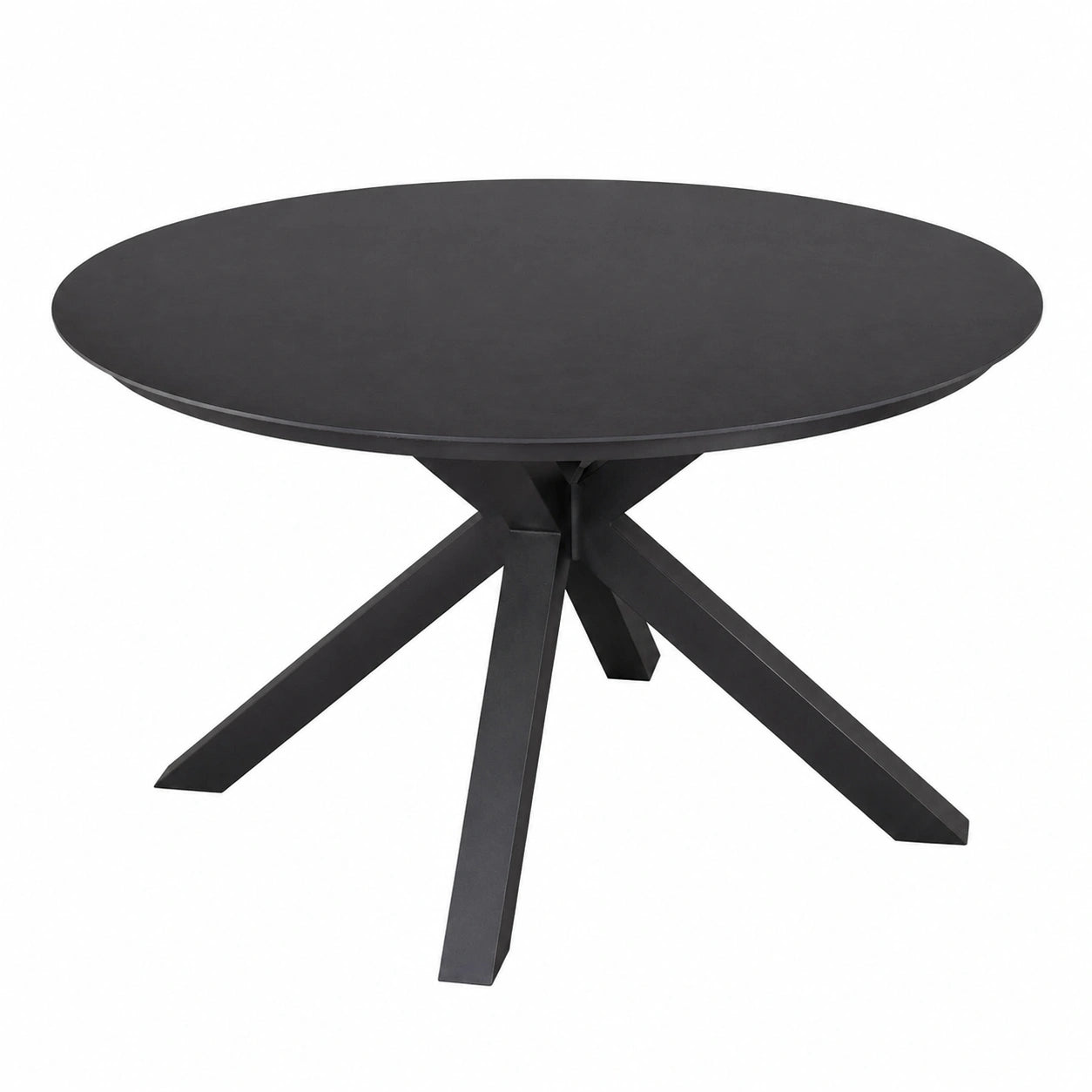 Runder Esstisch Malaga 120cm aus Aluminium für Garten und Terrasse, Wetterfeste Keramikplatte in Dunkelgrau