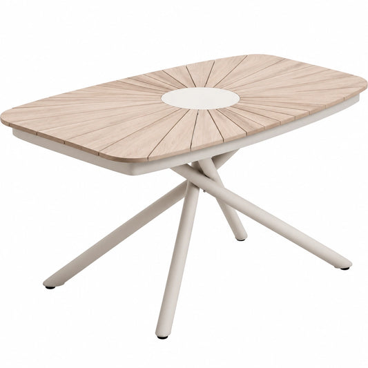 Dehner Gartentisch Barcelona, Metall-Kunststoff, für 6 Personen, 160 x 76 x 90 cm, Hellbraun-Natur