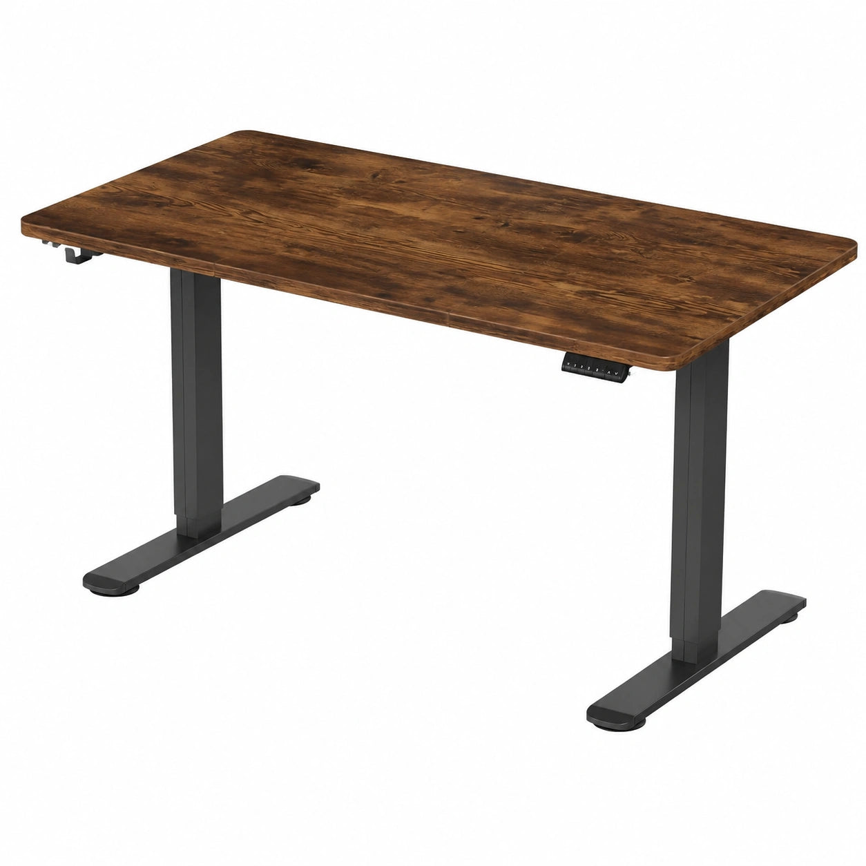Elektrischer Schreibtisch 160 x 80 cm mit Kabelmanagement und USB-Anschluss, Höhenverstellbarer Vintage-Braun Stehtisch, Ergonomischer Büro-Computertisch