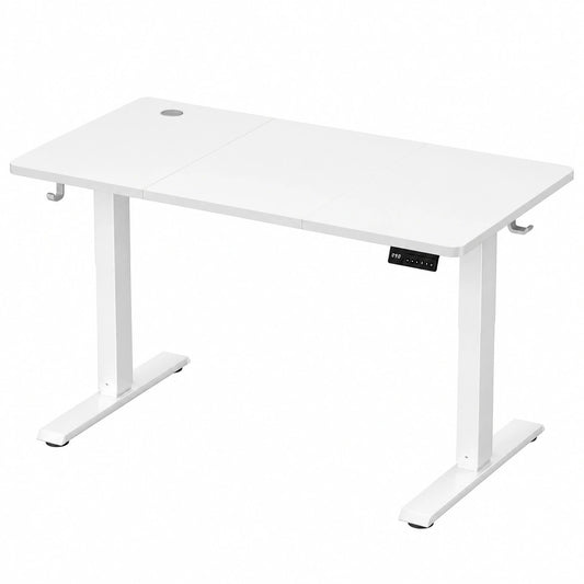 Ergonomischer VASAGLE Steh-Sitz Schreibtisch, elektrischer Computertisch mit Memory-Funktion, höhenverstellbar, 120 x 60 cm, wolkenweiß