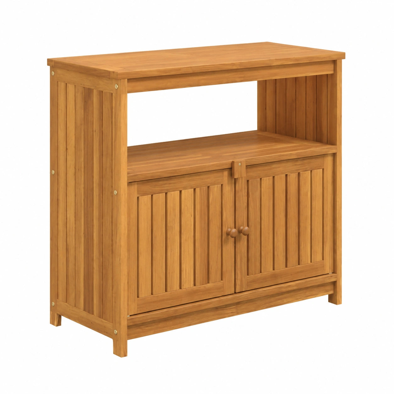 Gartentisch Akazienholz 80x35x75 cm mit Ablage und Fach