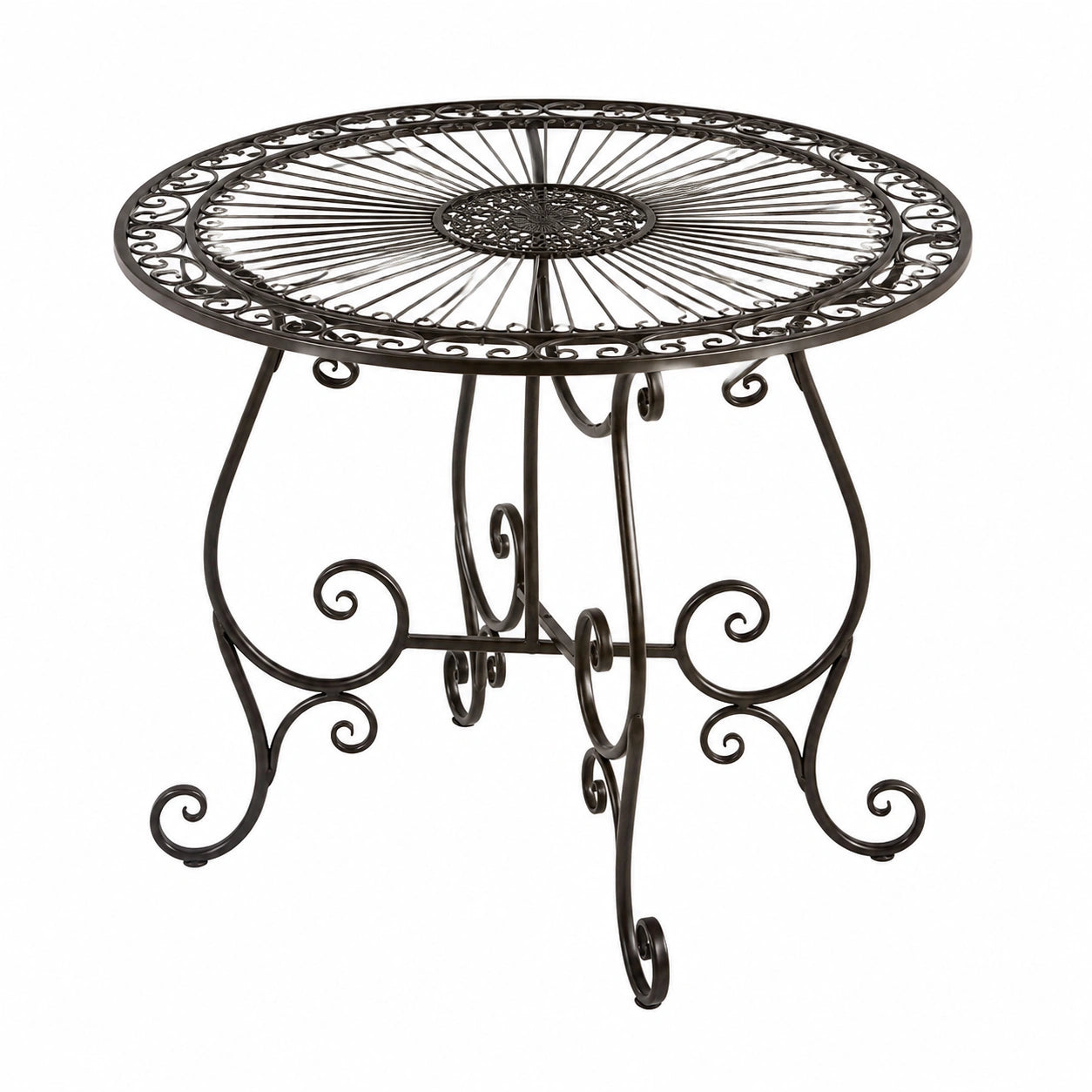 Runder Bistrotisch Flair aus Metall im antiken Vintage-Stil für Balkon und Garten