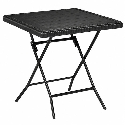 Moderner Balkontisch in Holzoptik, quadratisch, 74x78x78 cm, schwarz