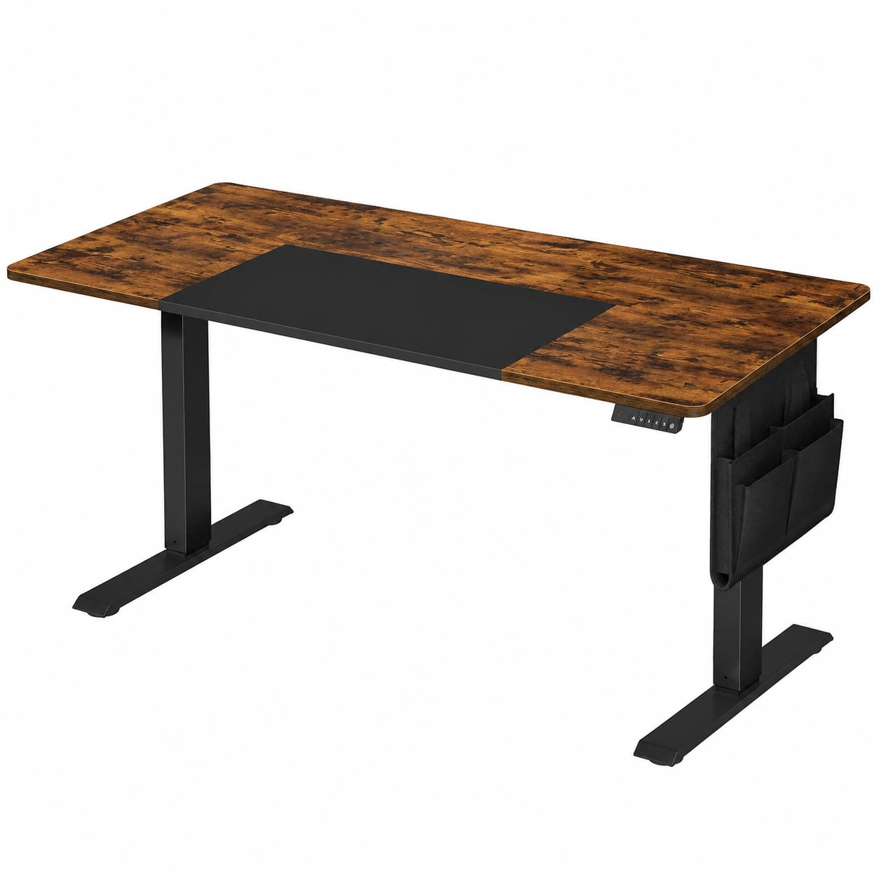 Elektrisch höhenverstellbarer Schreibtisch von SONGMICS, 160 x 70 cm, mit Memory-Funktion, 4 Speicherhöhen, vintagebraun-schwarz