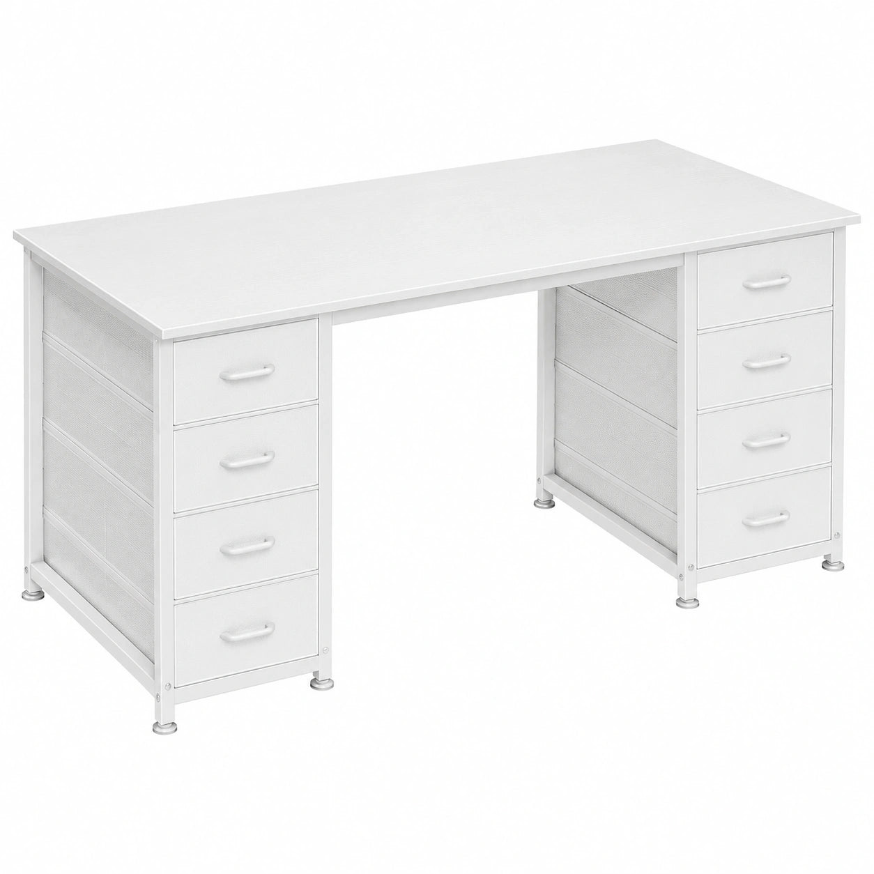 Multifunktionaler Coleshome Schreibtisch mit Stoffschubladen, 140x48cm, Weiß
