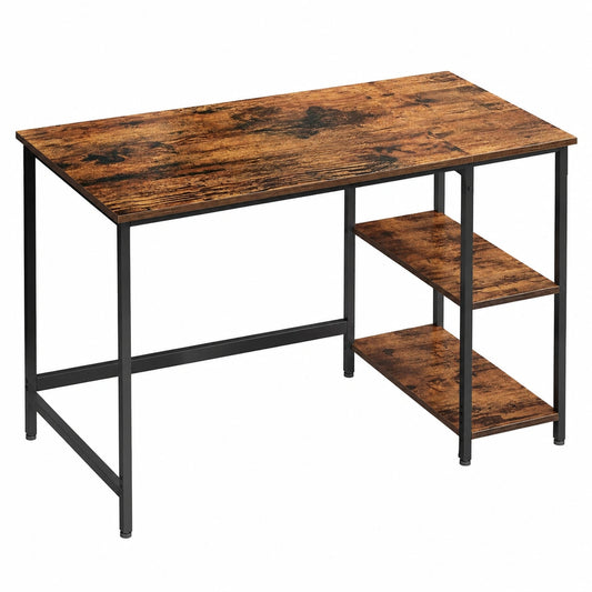 VASAGLE Schreibtisch, Arbeitstisch, Büromöbel, 120 x 60 x 76 cm, moderner Look, für Büro, Schlafzimmer, Wohnzimmer, Vintage Braun-Schwarz