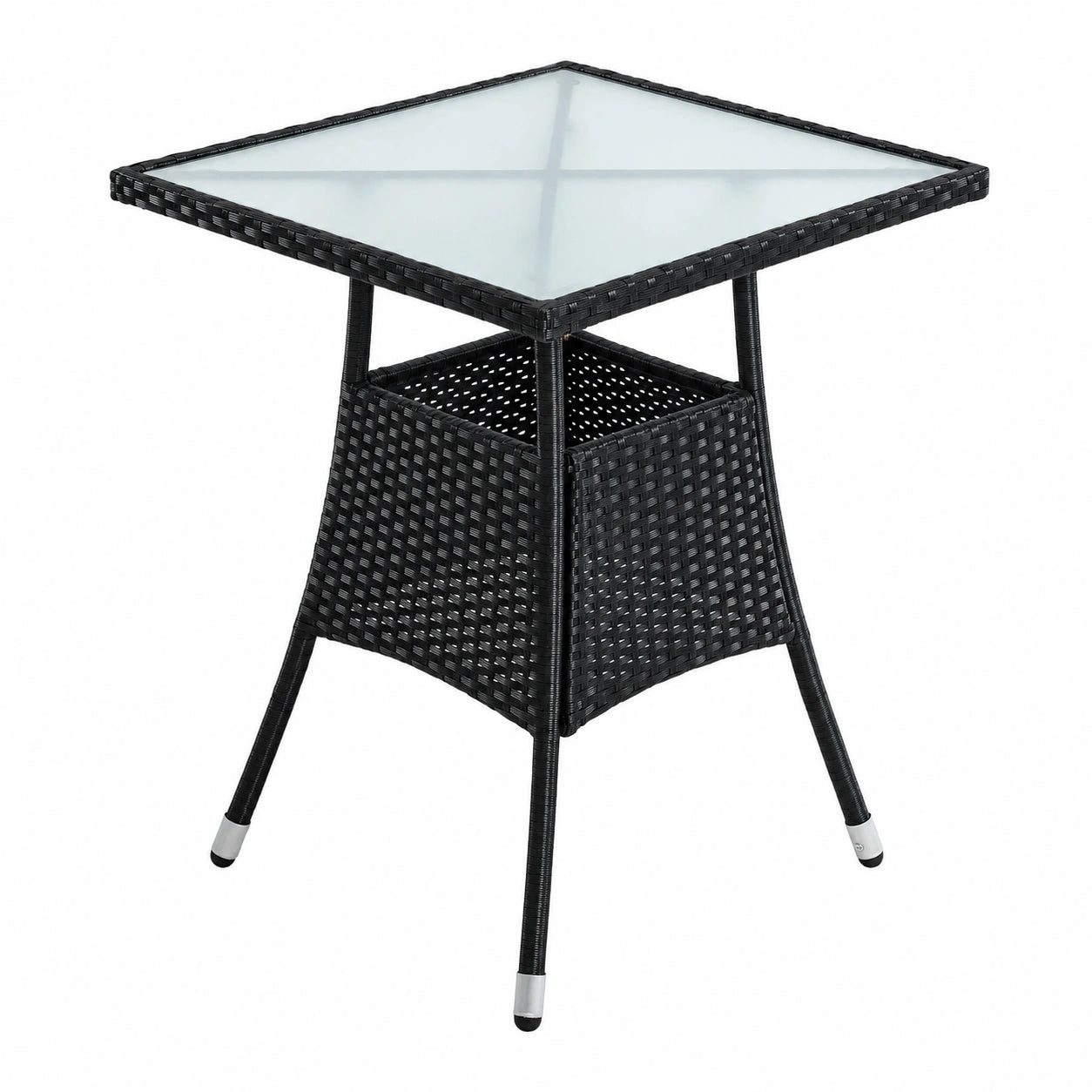 Eleganter Polyrattan Balkontisch 57x57x72 cm in Schwarz für Garten und Terrasse