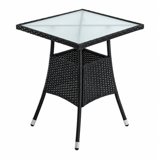 Eleganter Polyrattan Balkontisch 57x57x72 cm in Schwarz für Garten und Terrasse